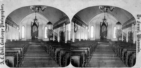 "Vor Frelsers Kirke" a Lutheran church Dahl photographed during "The Norwegian Lutheran Synod held at Minneapolis, Minn., 1875," as described in Dahl's 1877 "Catalogue of Stereoscopic Views."