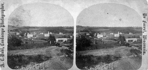 "One view of the village of Mount Vernon, Wis." a stereograph listed in Dahl's 1877 "Catalogue of Stereoscopic Views."