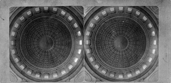 A view of the interior of the Wisconsin State Capitol dome, from the series "The Beauties of Madison and Surroundings."