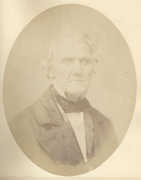 Quarter-length oval portrait of Daniel M. Parkison.  He was born in Carter County, Tennessee, on August 1, 1790.  He came to Illinois in 1817 and to Wisconsin in July of 1827 and resided in Willow Springs.