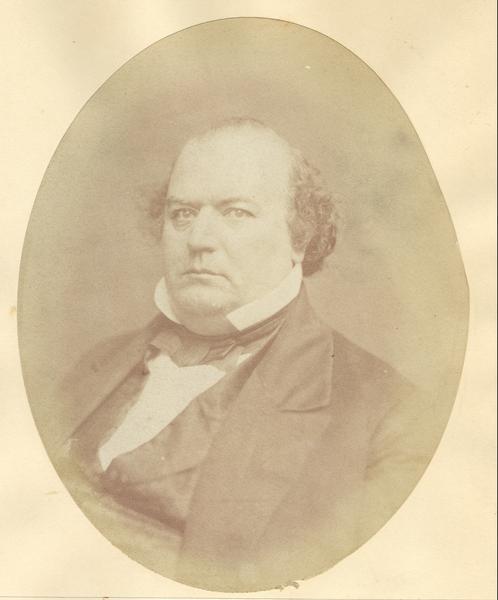 Quarter-length oval portrait of George H. Walker, who was born in Lynchburgh, Campbell County, Virginia, October 5th, 1812. He emigrated to Wisconsin in October 1833. He located first in what is now Racine County, and was the first settler in the county. He later moved to Milwaukee and took up his residence there on March 20, 1834.