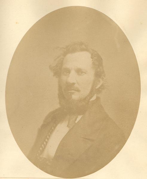 Quarter-length oval portrait of Charles G. Rodolph. He was born in Switzerland on November 15, 1818, and came to the Wisconsin Territory in May of 1834. He resided in Richland County and began to practice law in 1855.