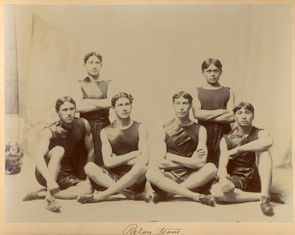 A group portrait of a relay team from the Indian Industrial School.