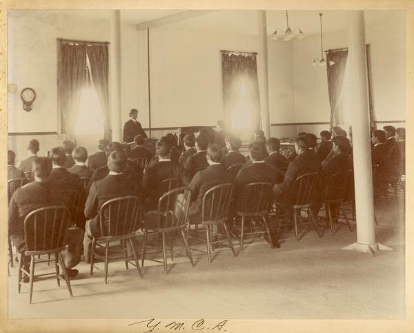 A YMCA meeting at the Indian Industrial School.