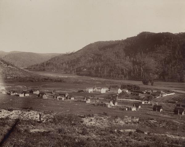 A hilltop view of the Mescalero Agency and school in New Mexico.