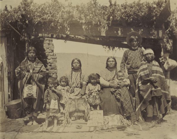 An Indian family poses at the Warm Springs Agency in Oregon.