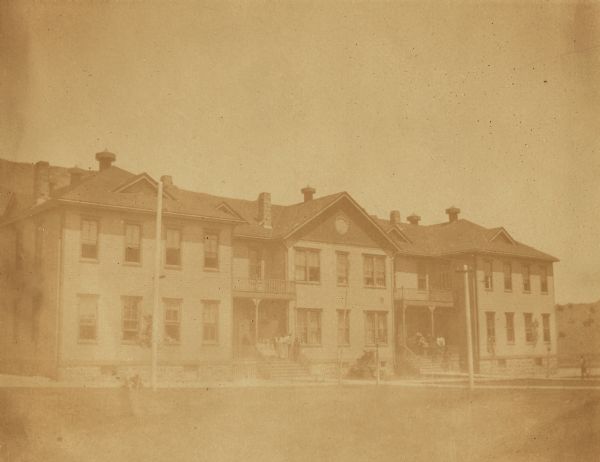 A school building, possibly a dormitory or the main building, at the Warm Springs Agency in Oregon.