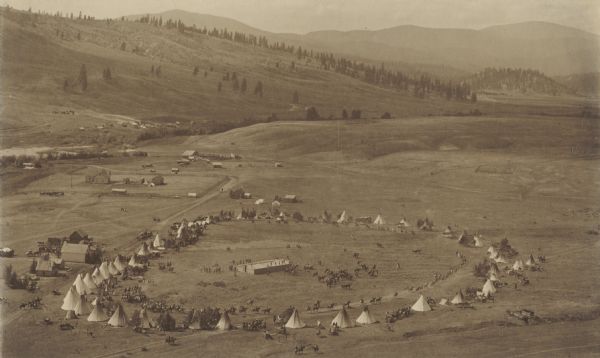 Indian camp at Nespelim [Nespelem] at the Coville Agency in Washington.