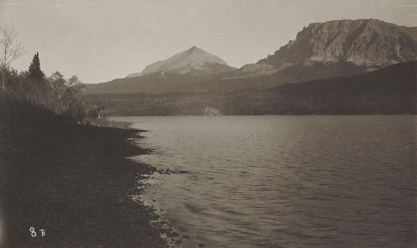 Upper St. Mary's Lake, looking east toward the Divide Mountain.