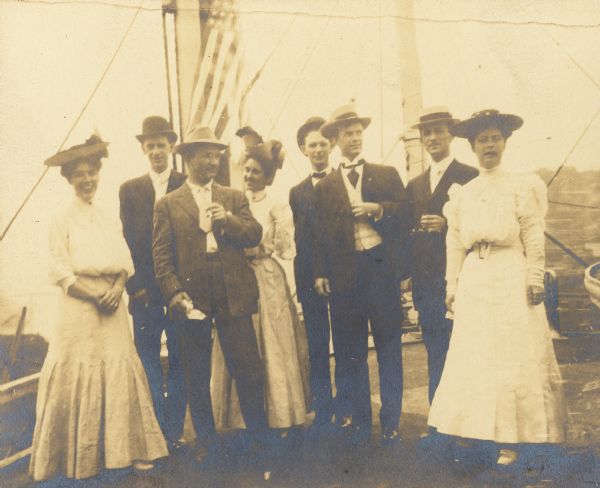 A group on a boat trip, possibly people traveling with William Arthur Jones.