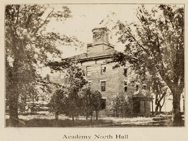North Hall. Caption reads: "Academy North Hall".