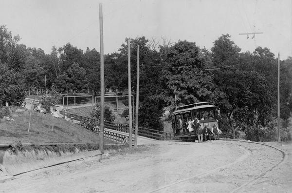 The first electric street railway in Wisconsin.