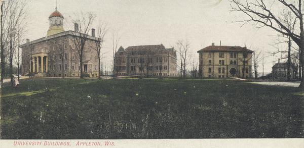 Lawrence College. Caption reads: "University Buildings, Appleton, Wis."