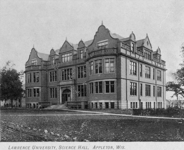 Science Hall at Lawrence College. Caption reads: "Lawrence University, Science Hall, Appleton, Wis."