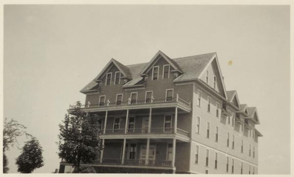 Dill Hall, a women's dormitory at Northland College. A clapboard building with wooden shingles, it caught fire in 1926 and was totally destroyed within a hour. No one was harmed.