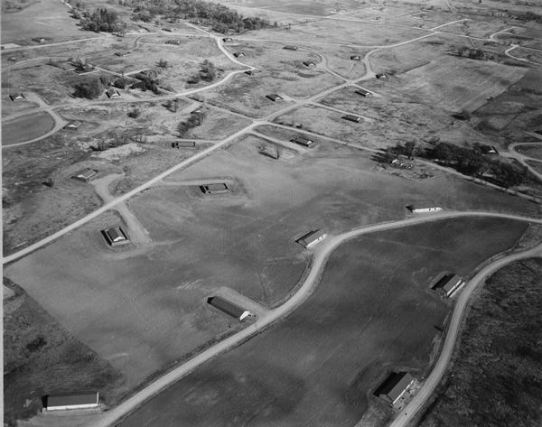 Aerial view of the "powder storage area" of the Badger Ordnance Plant.