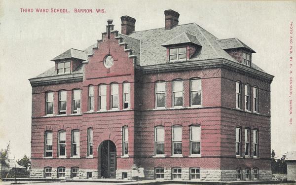 Front view of the Third Ward School. Caption reads: "Third Ward School, Barron, Wis."