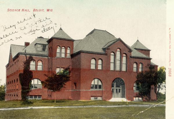 Science Hall at Beloit College. Caption reads: "Science Hall, Beloit, Wis."