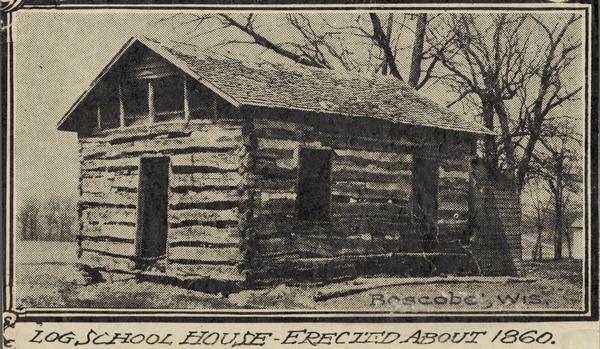 Log school house, erected about 1860.