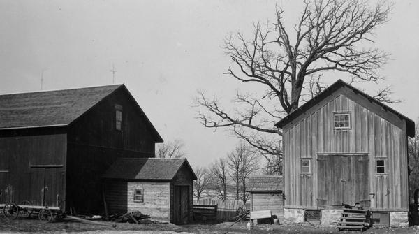 Governor Taylor's farm with granary and barn.