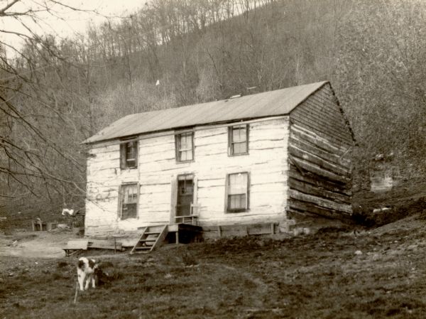 King house, owned by Joseph King, on a high bank above the Chippewa River near western end of Dead Lake. According to King, the house was formerly a tavern called the Mark's Hotel.