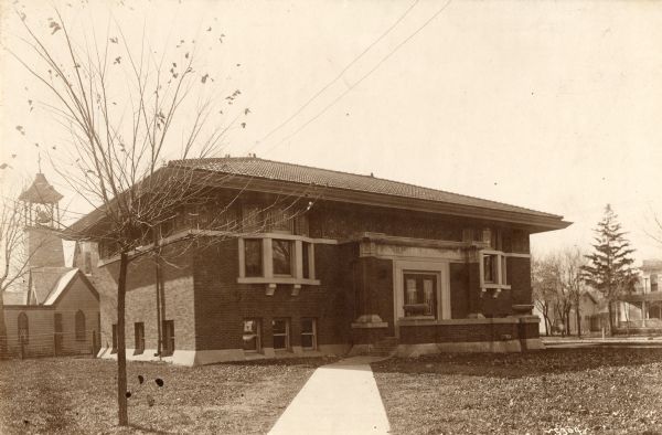 Front view of the Eager Free Public Library.