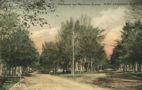 View of unpaved Whitewater and Merchants Avenue. Caption reads: "Whitewater and Merchants Avenue."