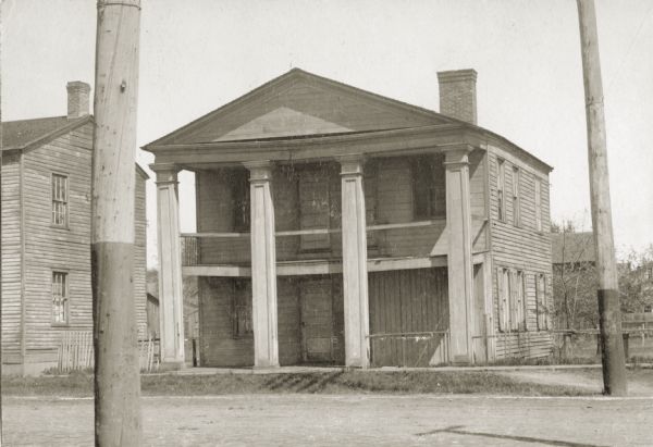 View of the office building occupied by James Duane Doty during the 1820s when he was additional judge for the U.S. Circuit Court of Michigan Territory. The office building is no longer standing.