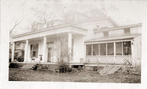Rear view of Hazelwood (formerly the front entrance), the home of Morgan L. Martin. Morgan Lewis Martin served as county judge of Brown County from 1875 until his death in 1887. This home is now city property.