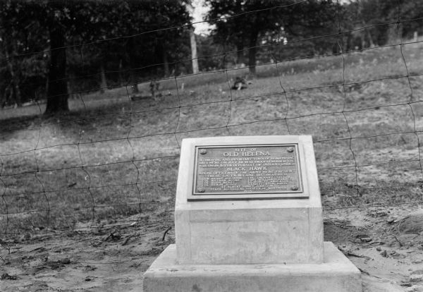 View of a marker commemorating Old Helena.