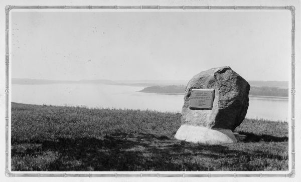 View of an Indian mounds marker on the St. Croix River.