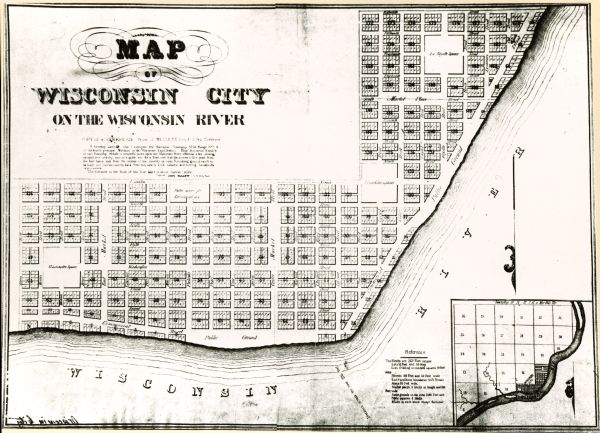 The map of Wisconsin City on the Wisconsin River.
