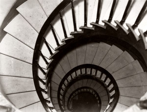 View of the Octagon House's spiral stairway.