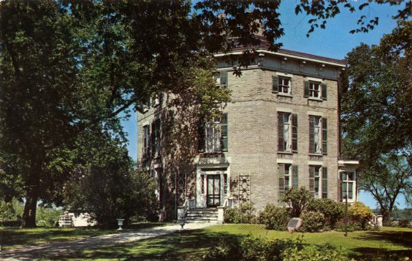 Exterior view of the Octagon House, built by the Hon. John Richards and completed in about 1852.