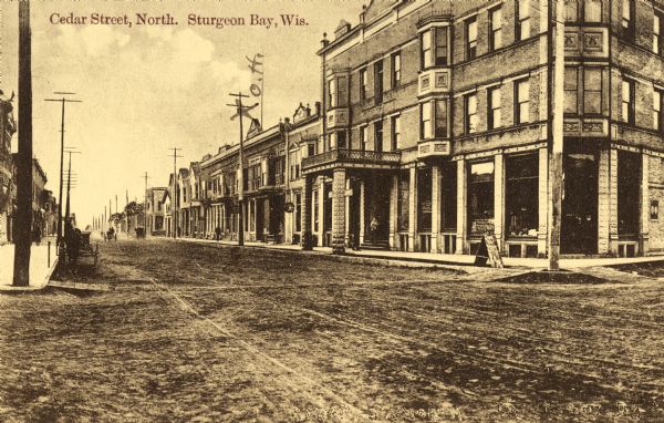 Caption reads: "Cedar Street, North. Sturgeon Bay, Wis."