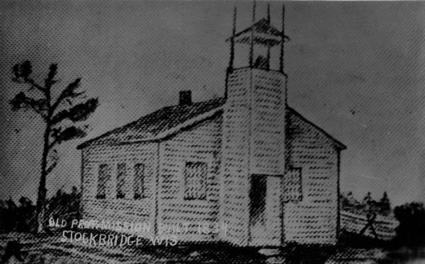 Drawing of the Stockbridge Indian mission.