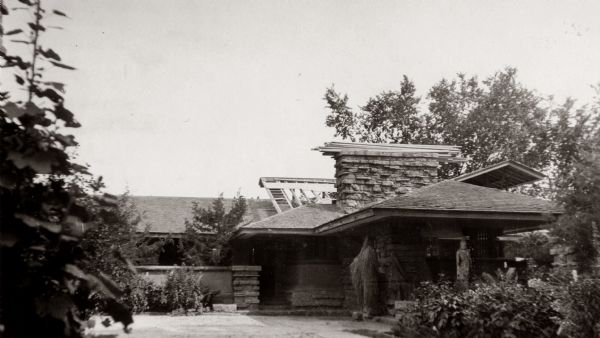View of Taliesin, Frank Lloyd Wright's residence and studio after its reconstruction in 1914-1915 and after a fire in February of 1927. Taliesin is located in the vicinity of Spring Green, Wisconsin.