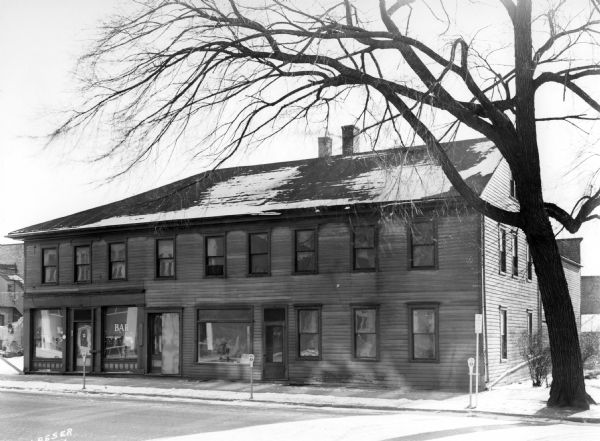 Exterior view across street towards the Washington House. The building was razed about 1952-1953.