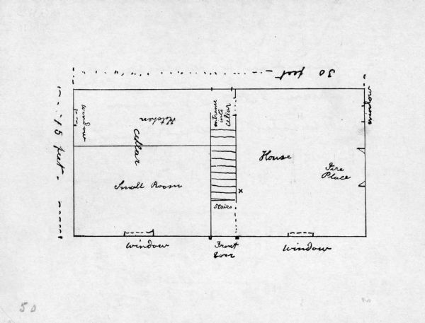 Sketch of the first floor plan of the house of Mr. Edwin Bottomley.