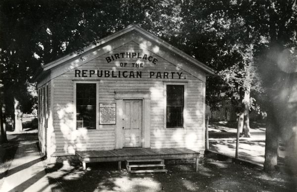 Exterior view of the Republican Schoolhouse, also known as the Birthplace of the Republican Party.