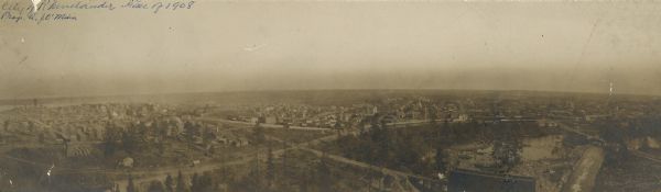 Elevated panoramic view of the City of Rhinelander.