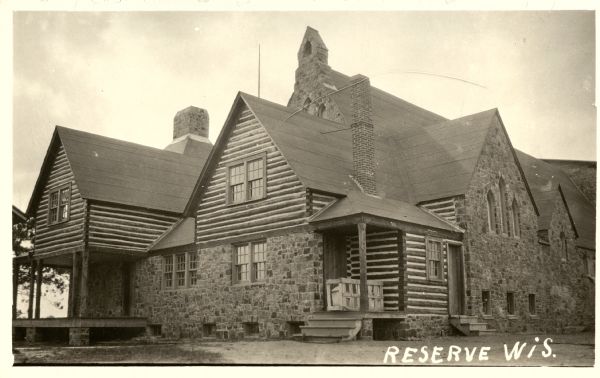 Exterior view of the rectory of a Roman Catholic church, the residence of Father Philip Gordon. Caption reads: "Reserve Wis."