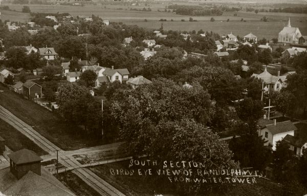 Elevated view of the south section of town as seen from a water tower.