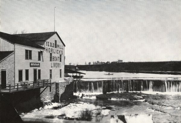 View of Horlick's mill and dam, also known as "Ye Old Mill."