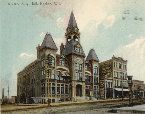 Racine City Hall. Caption reads: "City Hall, Racine, Wis."