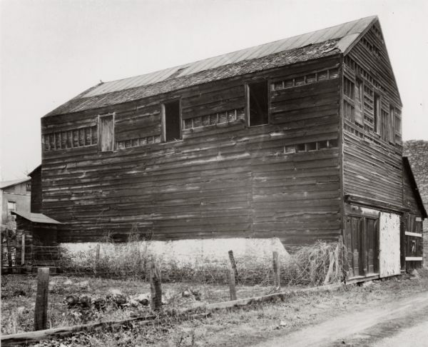 View of a warehouse on the levee, built in 1856.