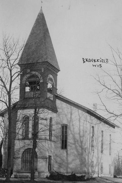 Front view of church building. Caption reads: "Brookfield Wis".