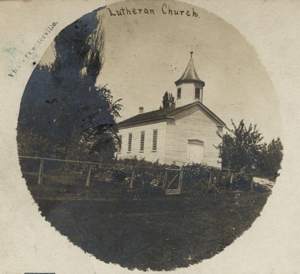 View of a Lutheran church. Caption reads: "View of Centerville" and "Lutheran Church".