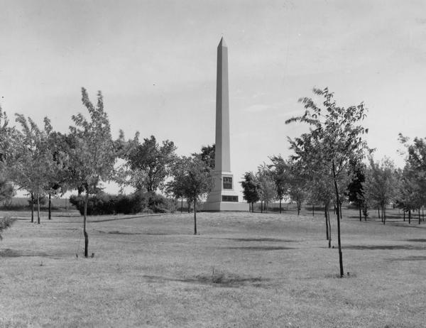 View of the Cushing Memorial monument, located in the vicinity of Delafield.