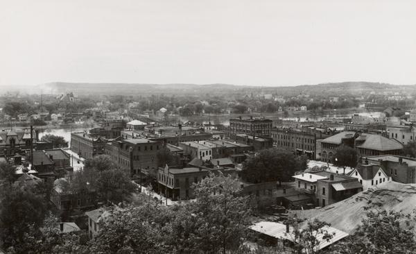 Elevated view of downtown Eau Claire.
